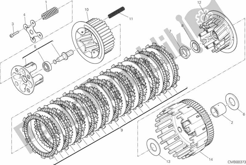 All parts for the Clutch of the Ducati Hypermotard USA 821 2013